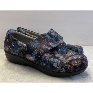 Alegria Lauryn Size 40W / 9.5-10 Clog Feather Print Slip On Comfort Shoe Medical